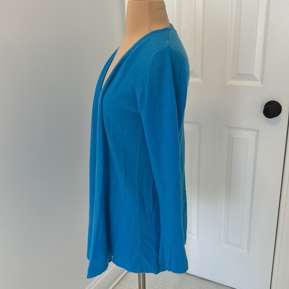 Minnie Rose Cashmere Open Front Cardigan Turquoise Blue - Picture 3 of 6
